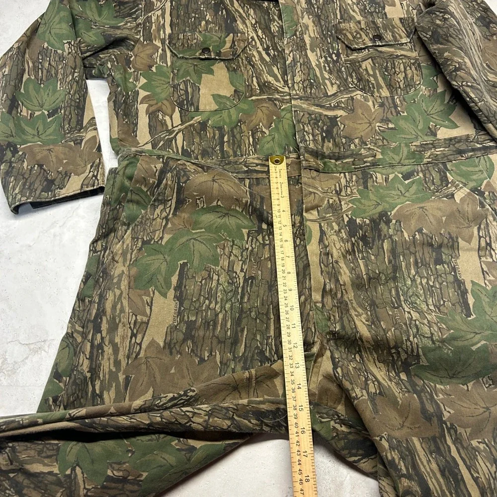Winchester Trebark Camo Coveralls Mens XL Green Brown Vintage Hunting Jumpsuit